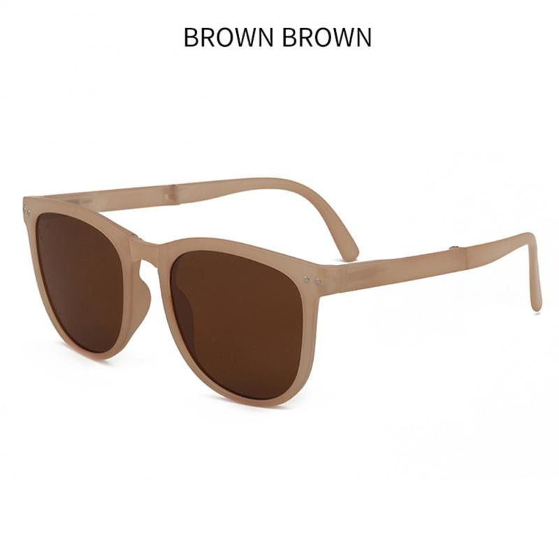 New Portable Folding Sunglasses With Box Women Men Upscale Brand Retro Foldable UV400 Sunscreen Spectacles For Driving Hot