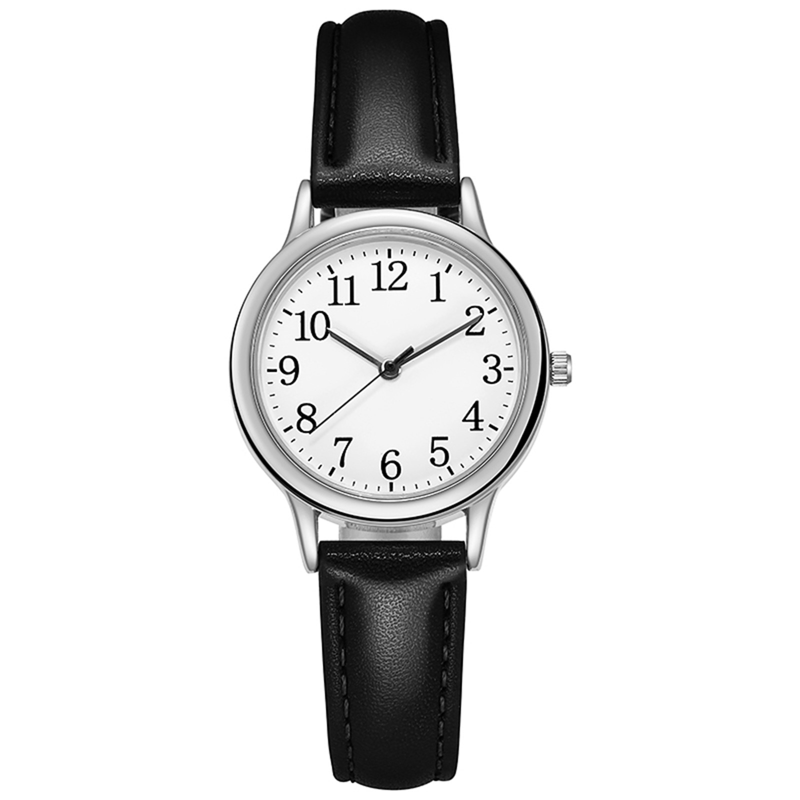 Japan Movement Women Quartz Fine Watch Easy To Read Arabic Numerals Simple-dial Leather Strap Lady Dial Digital Wrist Watch