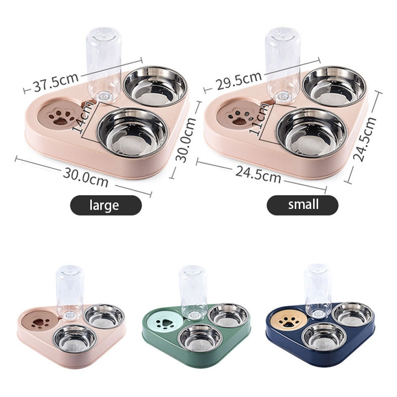 3 in 1 Cat Bowl Automatic Pet Feeder Drinking Bowl Stainless Steel Puppy Feeding Water Dispenser for Small Large Dog Cats