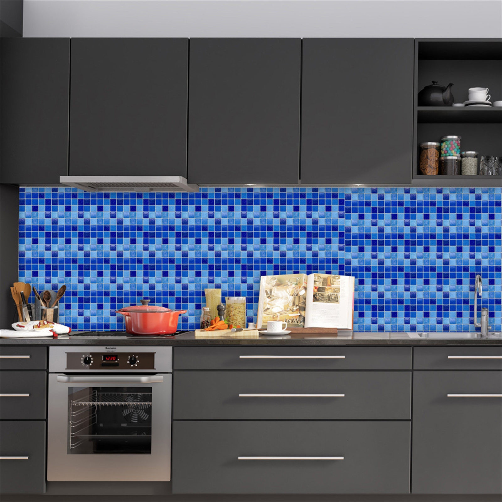 Waterproof Self Adhesive Vinyl Tile Wall Sticker DIY Peel and Stick Backsplash Kitchen Home Living Room TV Background Wall Decor