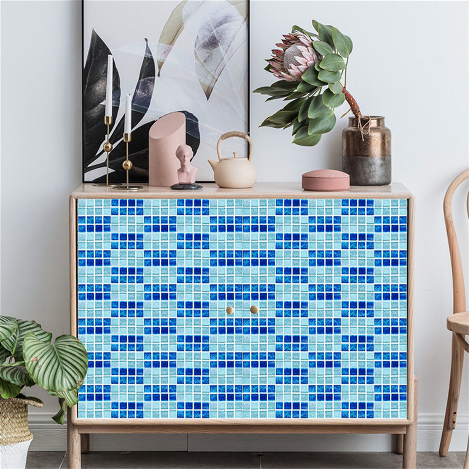 Waterproof Self Adhesive Vinyl Tile Wall Sticker DIY Peel and Stick Backsplash Kitchen Home Living Room TV Background Wall Decor