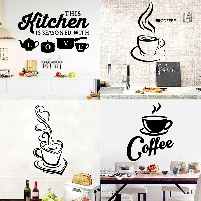 Wallpapers Vinyl Stickers Cuisine Mural Coffee 1PC Large Decor Wallpaper Poster Wall Sticker House Decoration Kitchen Hot Sale