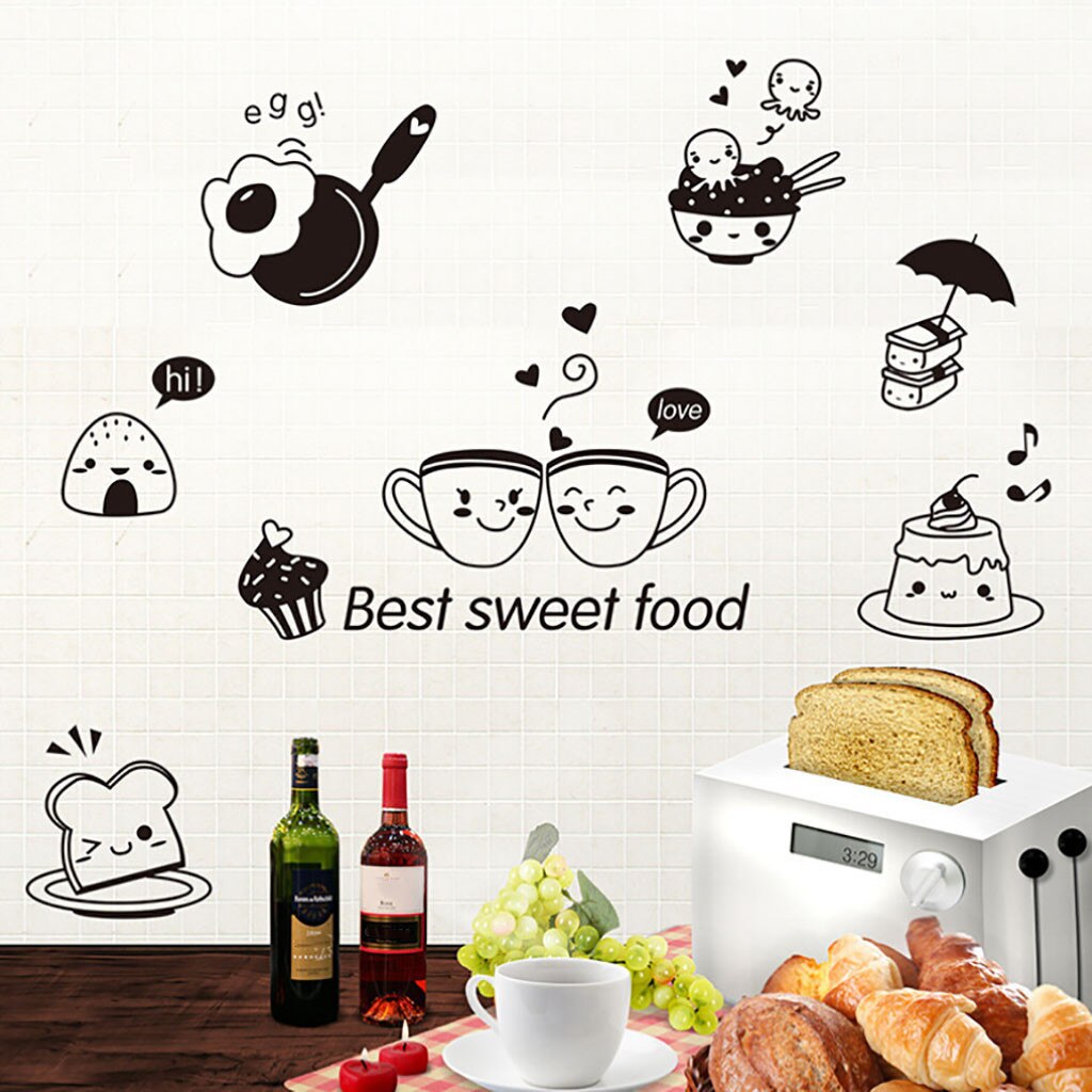 Kitchen Wall Stickers Coffee Sweet Food DIY Wall Art Decal Decoration Oven Dining Hall Wallpapers PVC wall decals/Adhesive#45