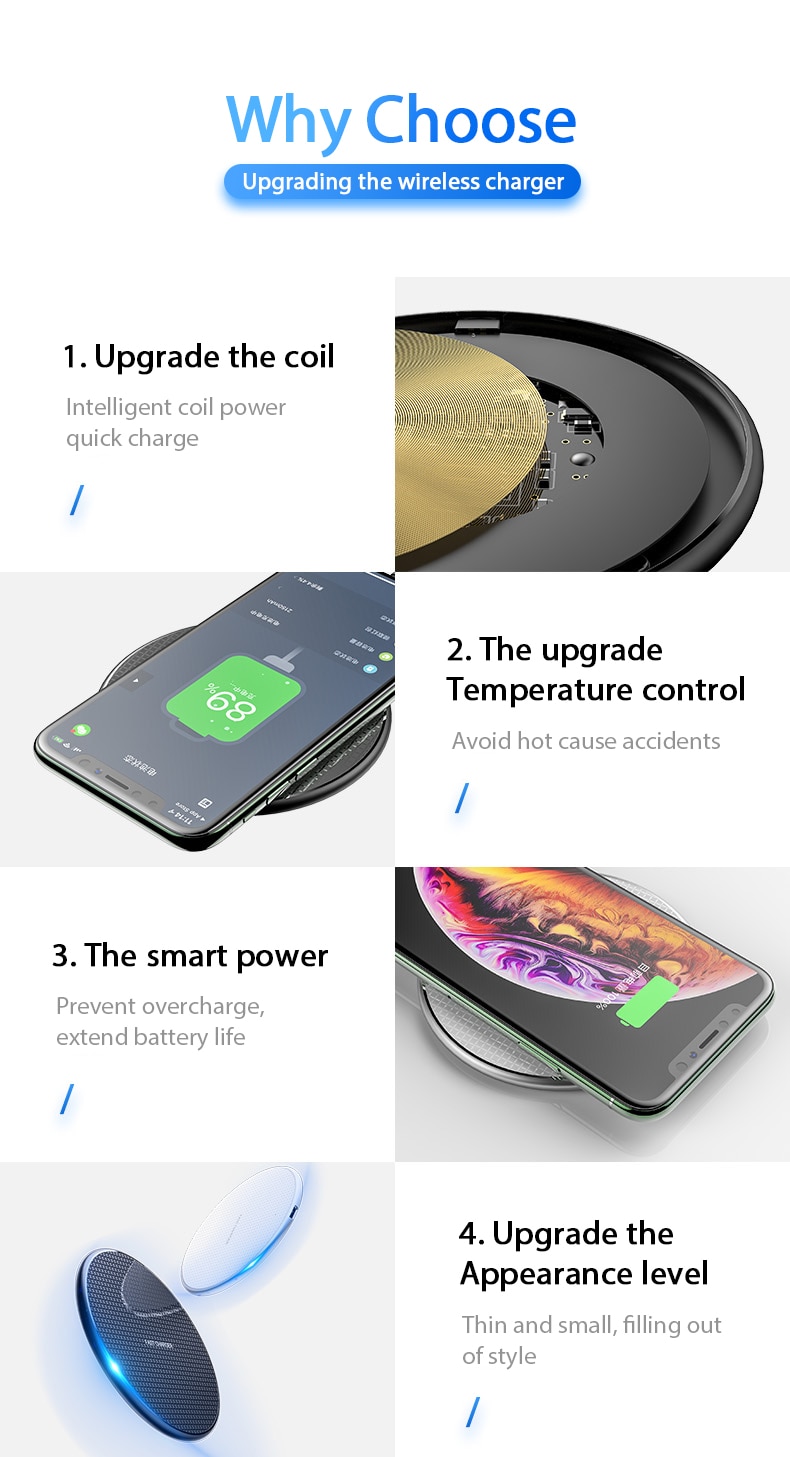 10W Fast Wireless Charger For Samsung Galaxy S10 S8 S9 Note 9 USB Qi Charging Pad for iPhone 11 Pro XS Max XR X 8 Plus 12