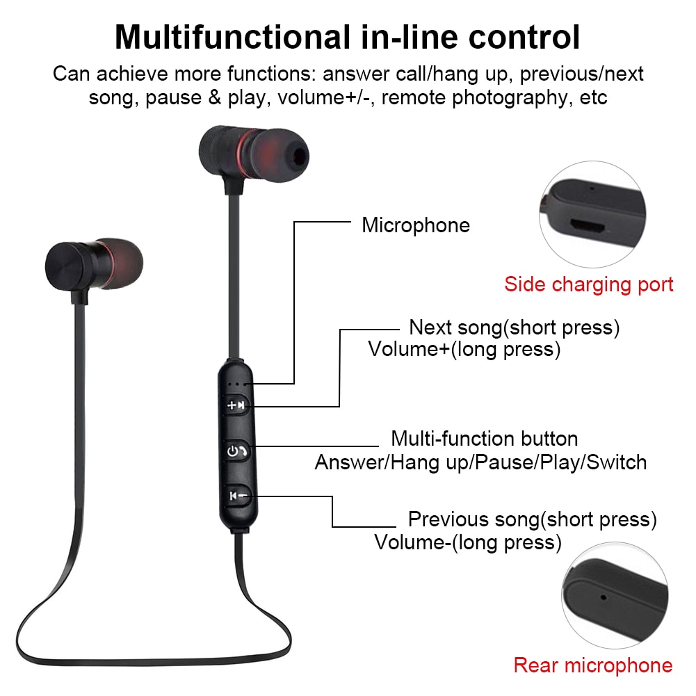 Magnetic Wireless Earphone Bluetooth-compatible Earphone Stereo Sports Waterproof Earbuds Wireless In-ear Headset With Mic