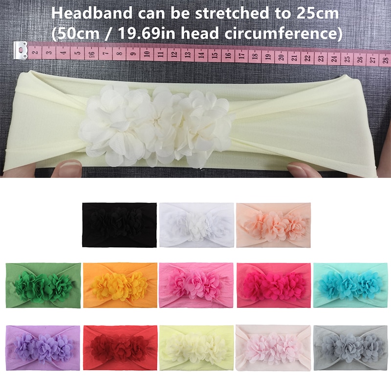 Baby Headband Ribbon Soft NylonToddler Infant Kids Hair Accessories Girl Newborn Flowers Bandage Turban Tiara